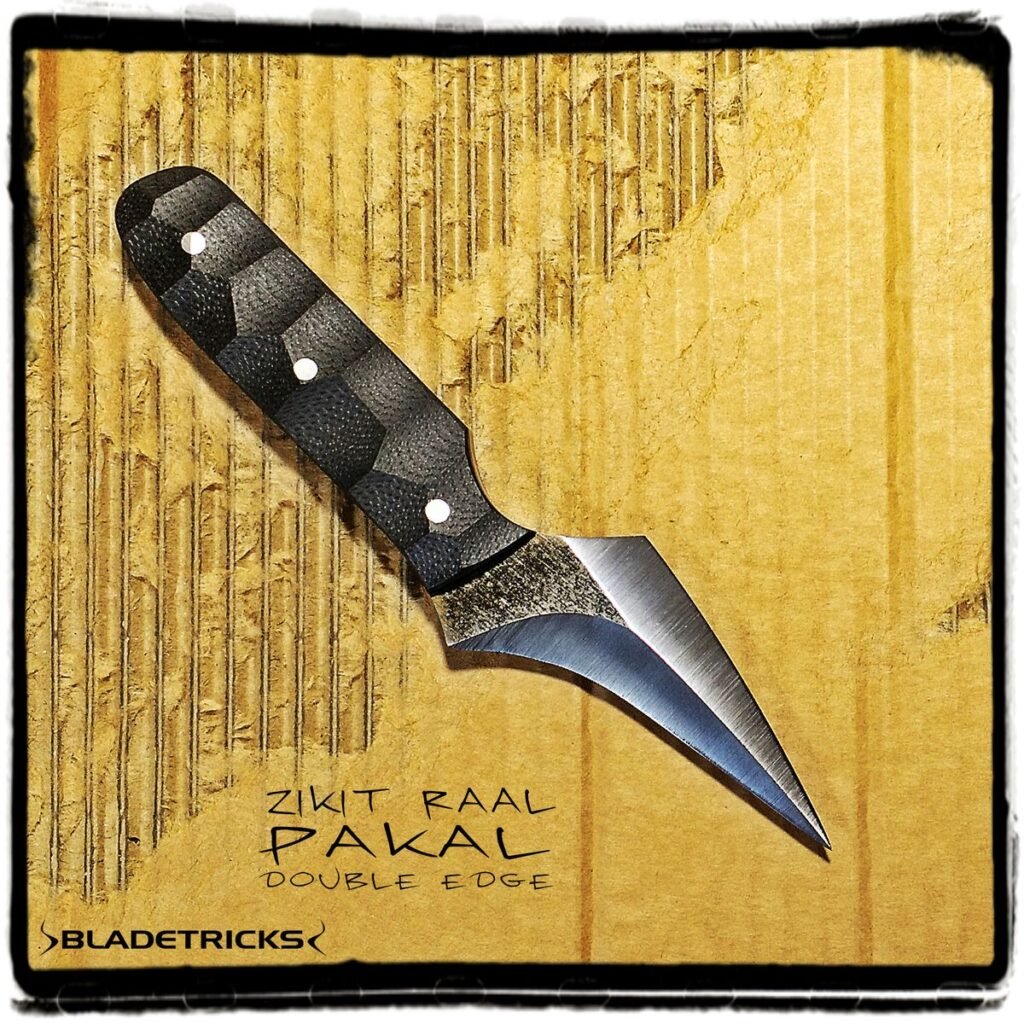 Pikal: N° 1 (?) Knife Fighting Technique? 3 Bladetricks Zikit Raal Double edge Pikal fighting knife, Black G10