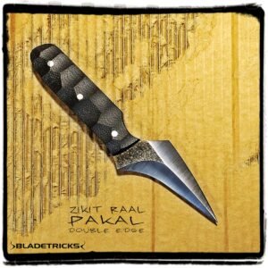 Bladetricks custom made double edge Zikit Pikal Knife, Black G10 handle
