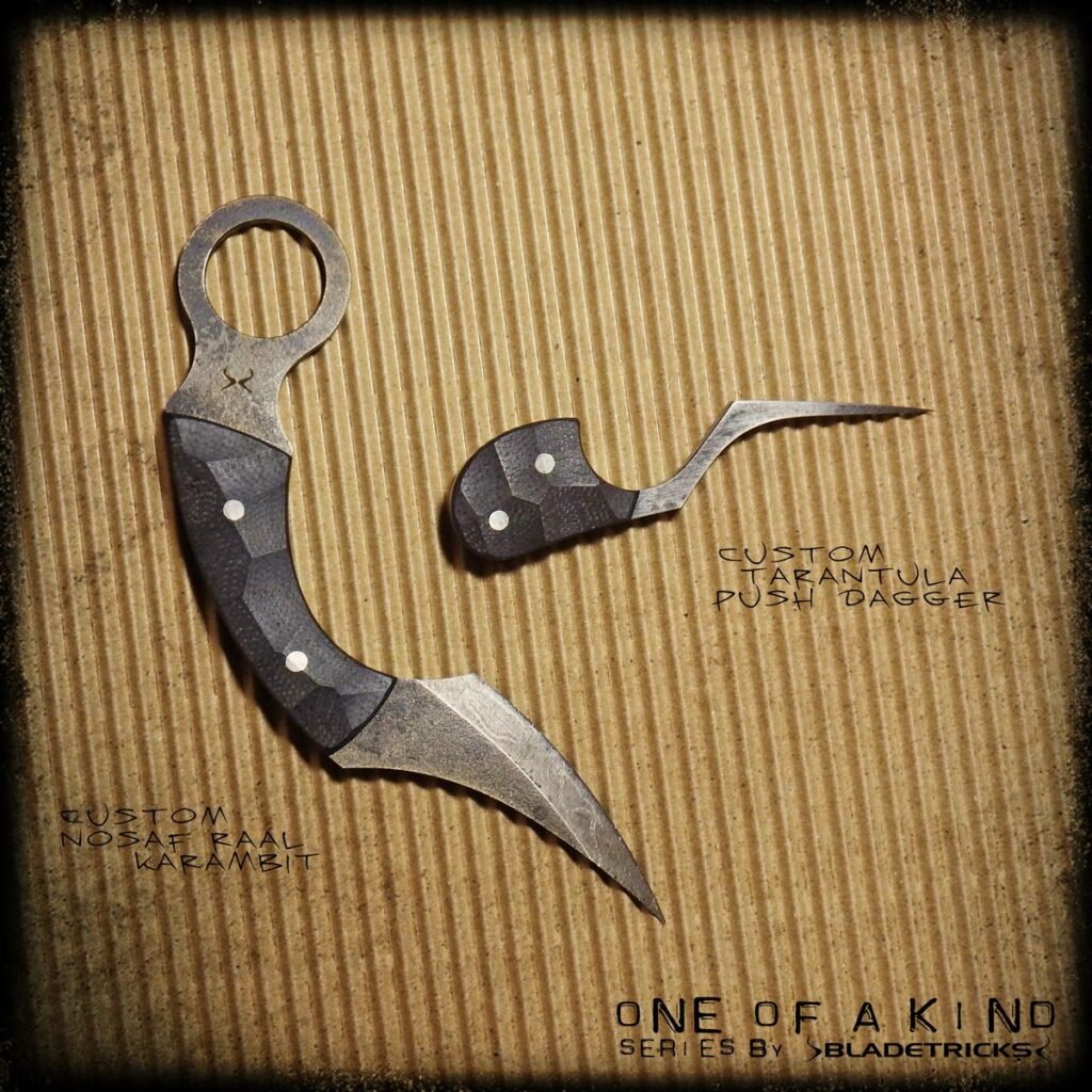 Bladetricks Custom Made Set Nosaf Raal Karambit and Tarantula Push Dagger