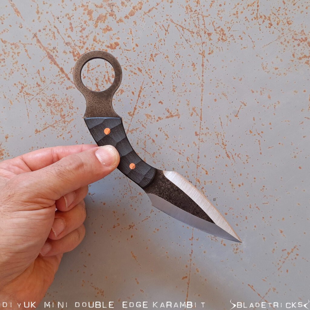 Bladetricks Diyuk Mini DOuble Edge Karambit Dagger, Black G10 & Copper