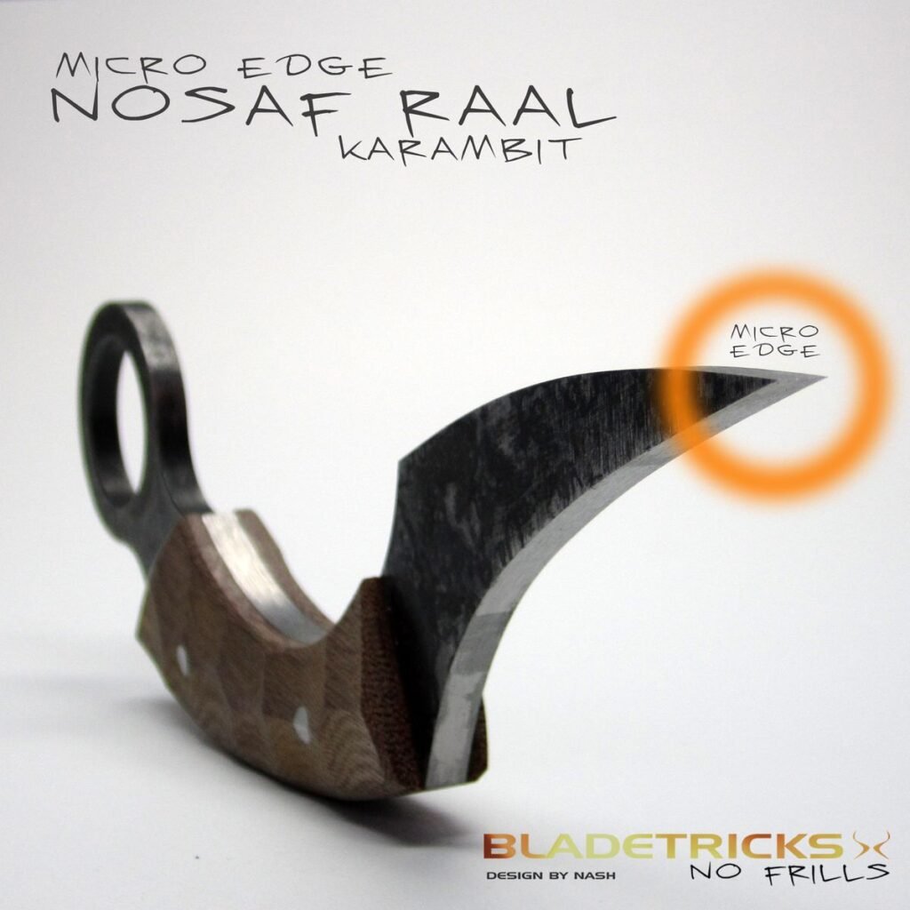 Tactical Icepick Design: The Bladetricks Approach to Simplicity and Performance 18 Bladetricks Micro Edge Nosaf Raal Karambit, Tip Detail