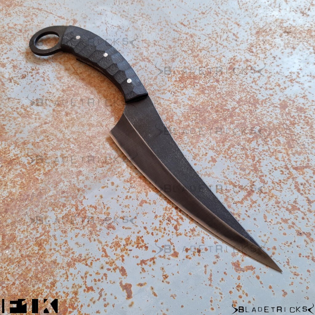 Bladetricks F1K black G10 karambit knife, dark blade