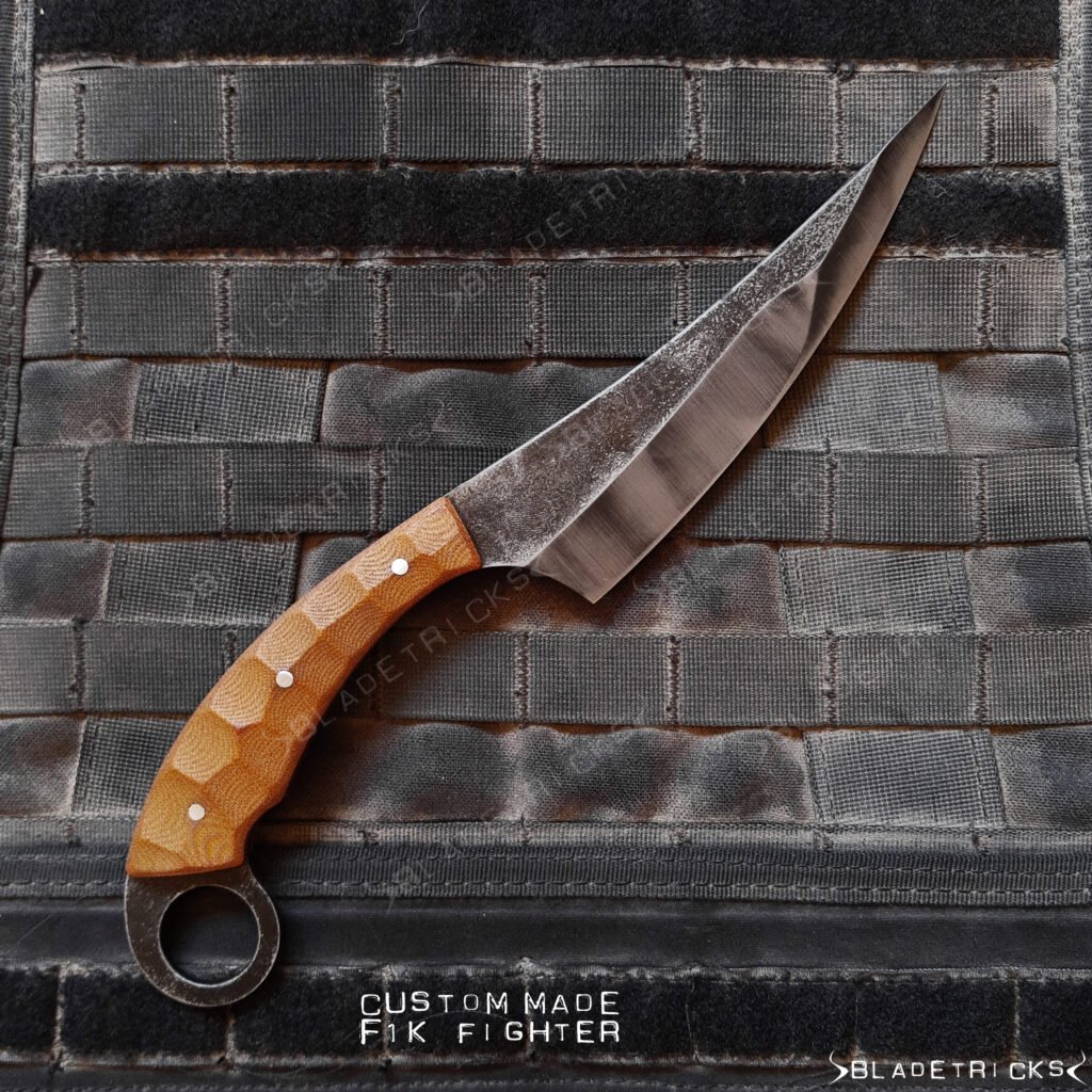 Bladetricks F1K integral persian karambit fighter, hand sculpted micarta scales